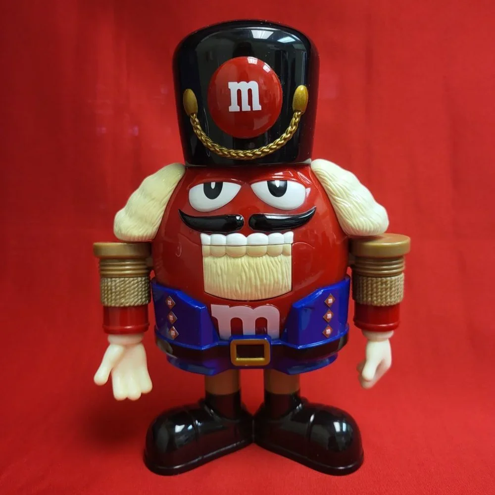 M&M's Candy Dispenser Nutcracker Sweet Holiday Blue Character with Red Holiday S